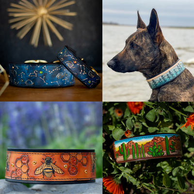 Tooled Leather Collars that are Ready To Ship!