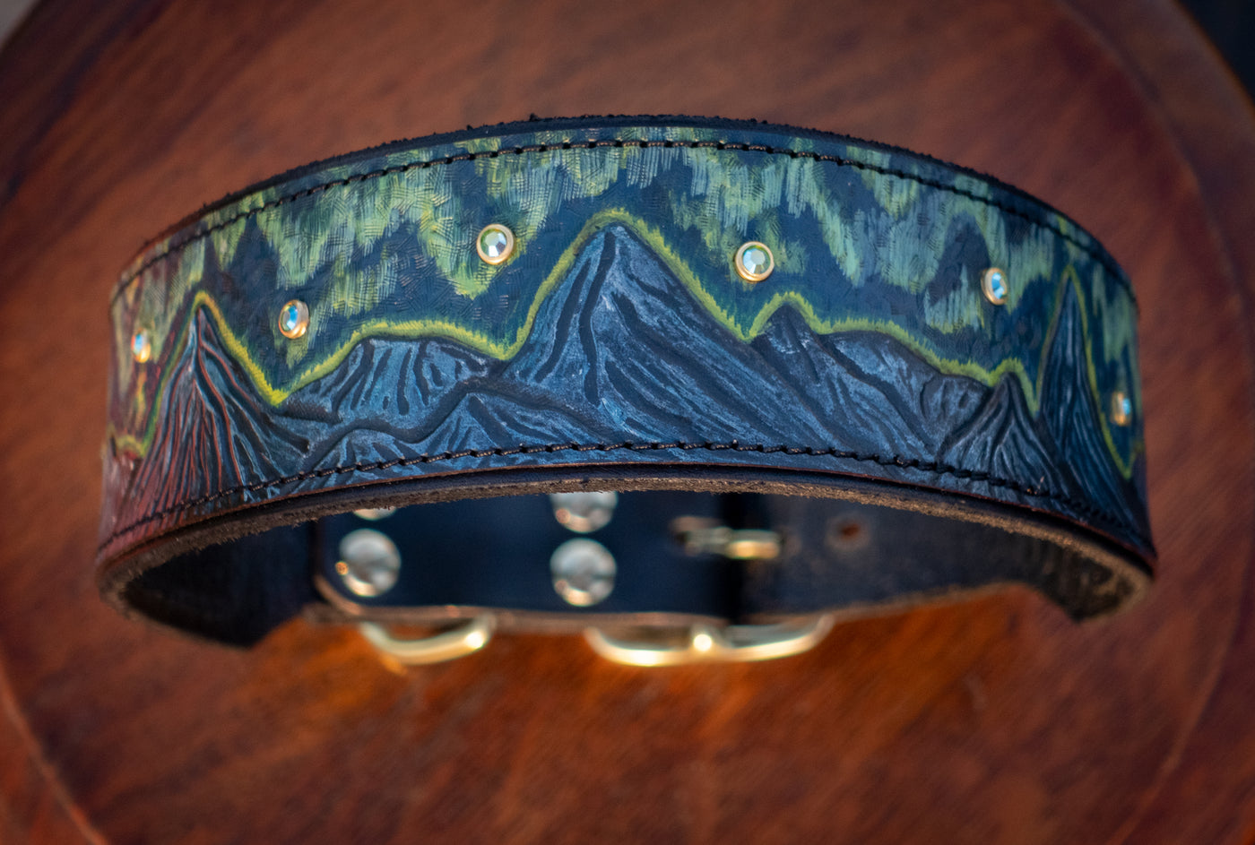 Aurora Borealis Leather Dog Collar