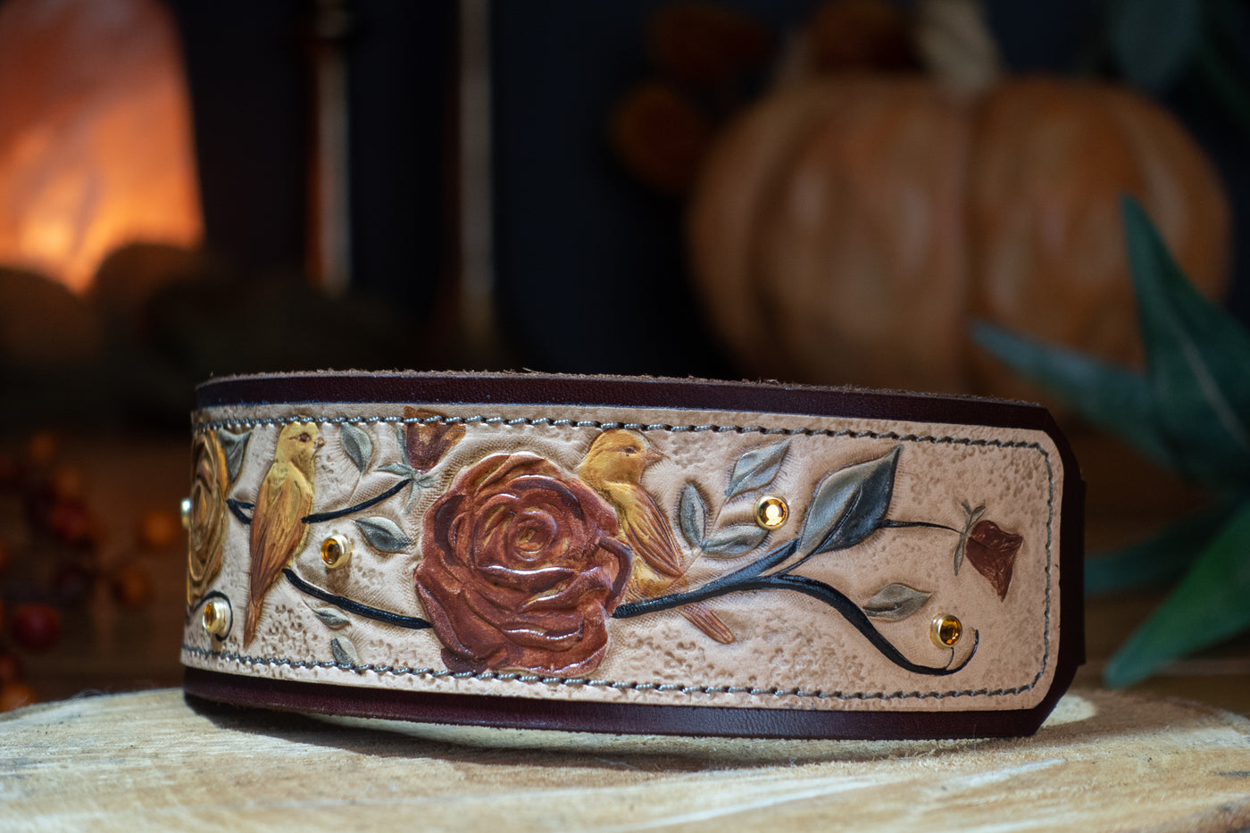 Sepia Birds & Roses ~ 14.5-17" Large
