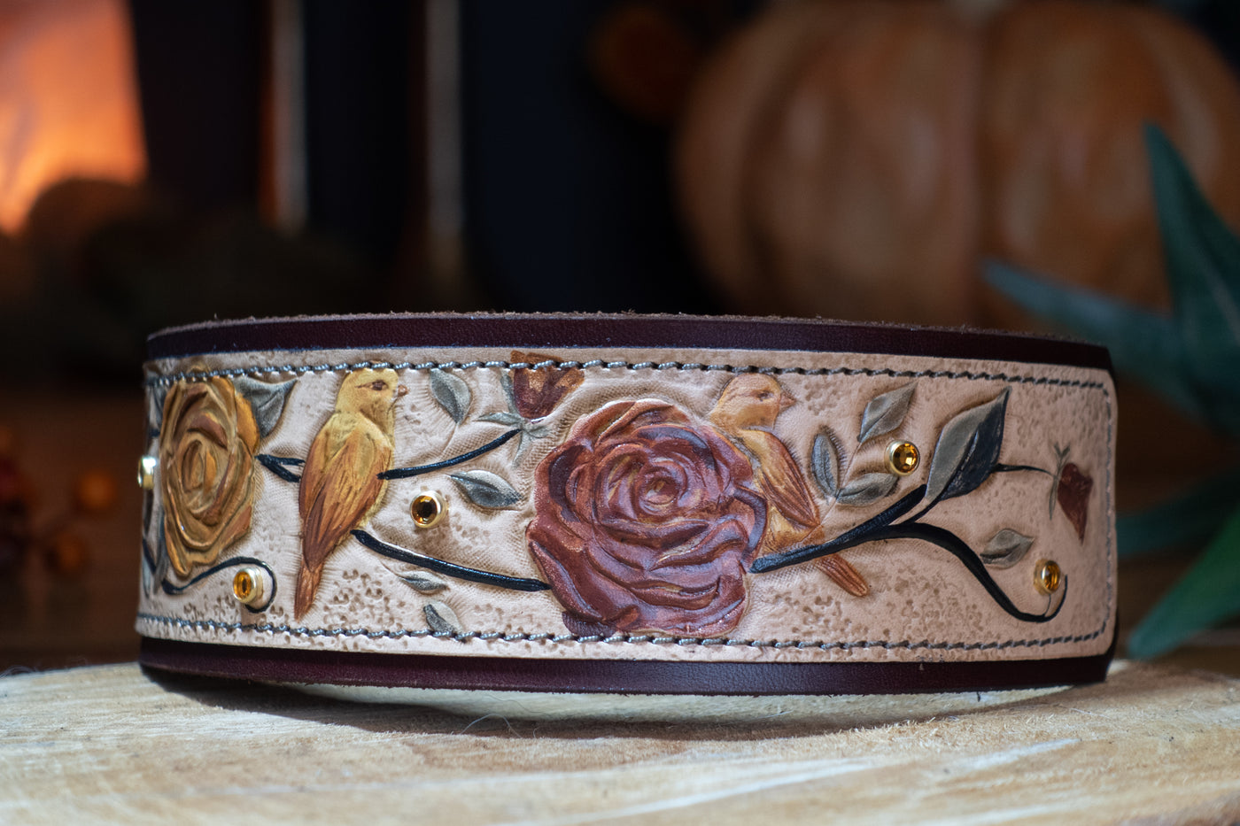 Sepia Birds & Roses ~ 14.5-17" Large