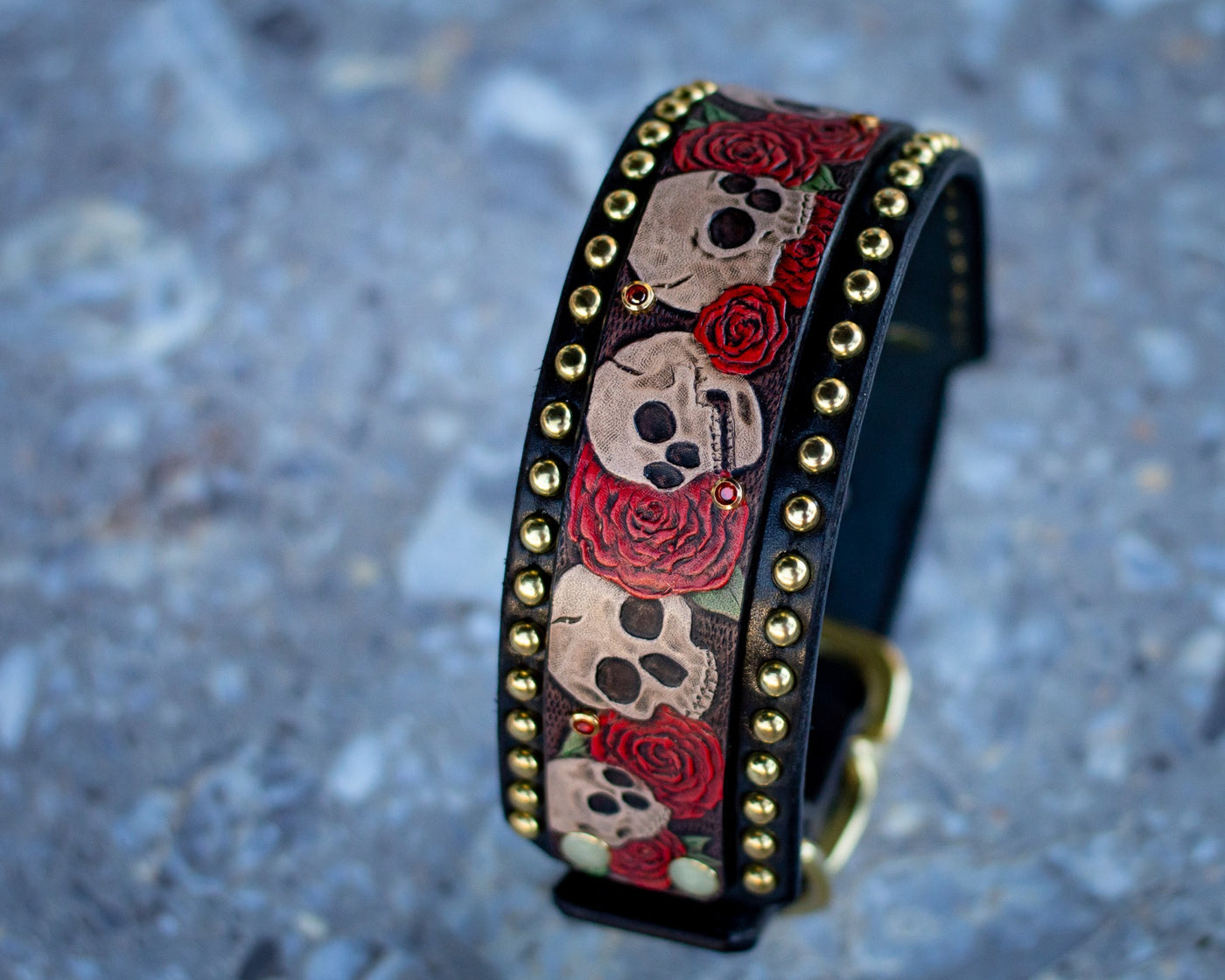 Skulls and Roses Dog Collar - KoKoLati