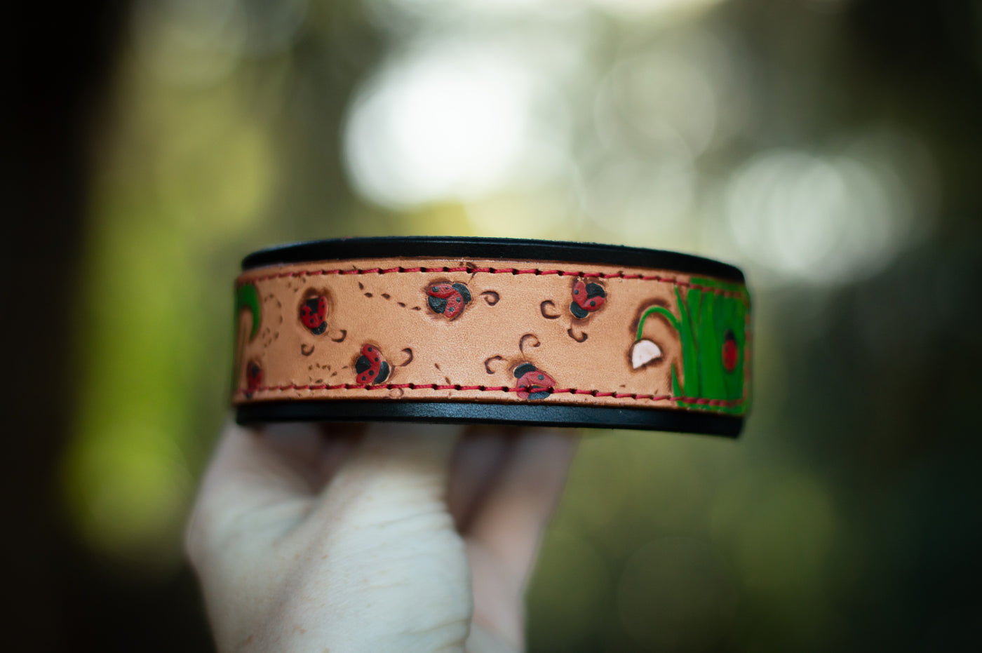 Ladybugs Leather Dog Collar - KoKoLati
