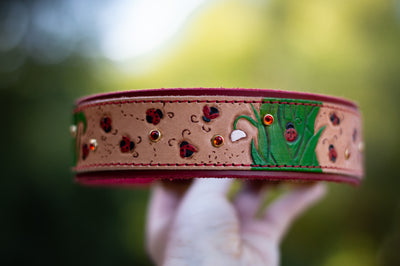 Ladybugs Leather Dog Collar - KoKoLati