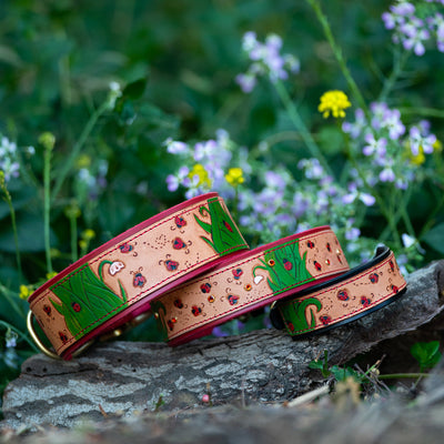 Ladybugs Leather Dog Collar - KoKoLati